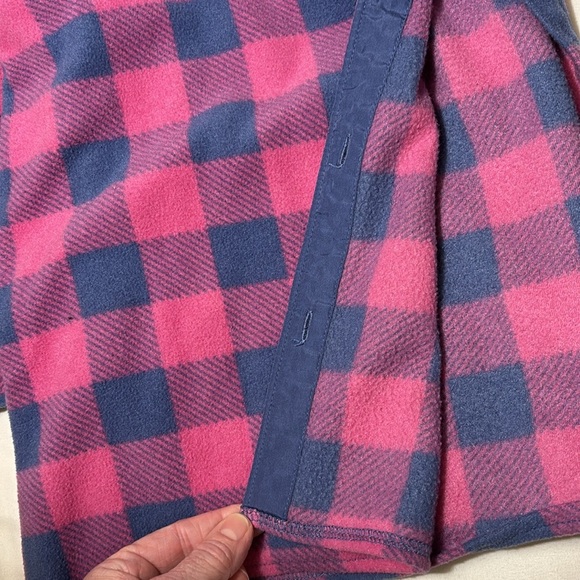 Riders By Lee Plaid Flannel Pink Blue Button up Fleece Size XL - Picture 10 of 10